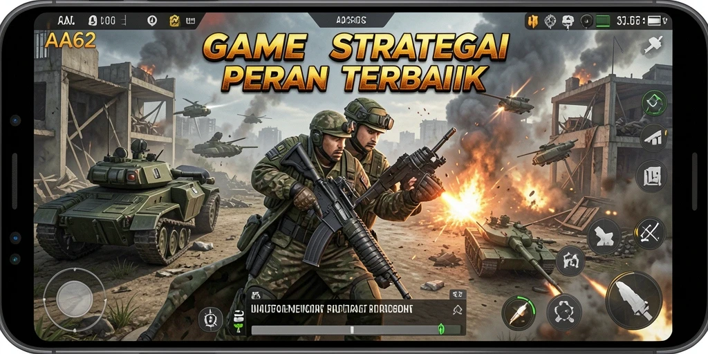 Tangkapan layar gameplay AA62 yang menunjukkan pertempuran strategis yang seru.