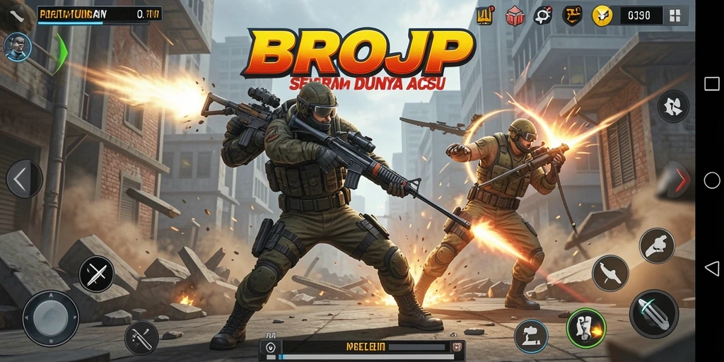 Screenshot BROJP menampilkan aksi pertarungan yang mendebarkan.