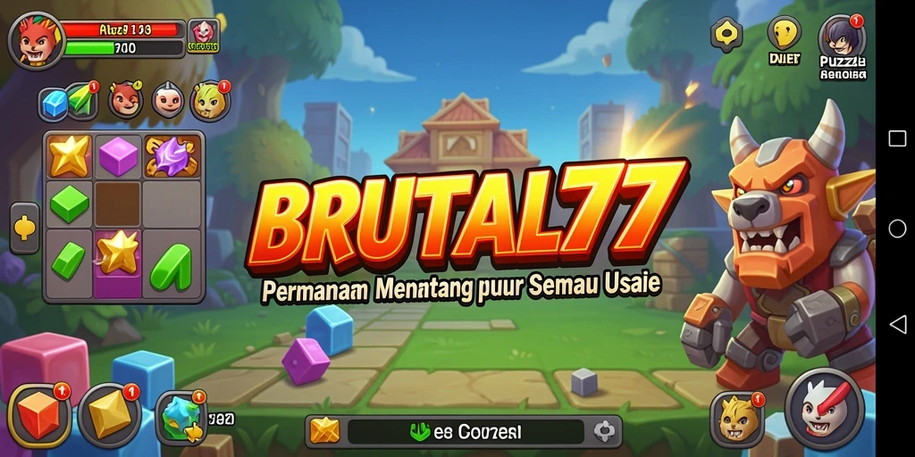Tampilan gameplay puzzle BRUTAL77 yang menantang dan menarik.