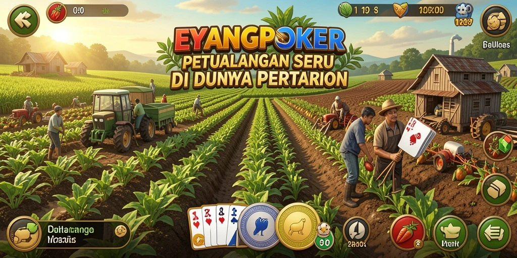 Gameplay menarik EYANGPOKER saat pemain mengelola kebun dengan tanaman yang subur.