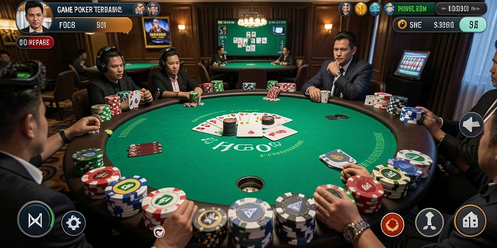 Screenshot FO8 menunjukkan gameplay poker yang seru dan kompetitif.