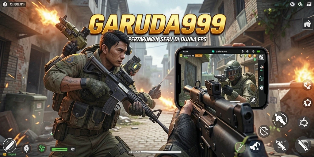 Screenshot utama GARUDA999 menampilkan intensitas pertempuran FPS yang mendebarkan.