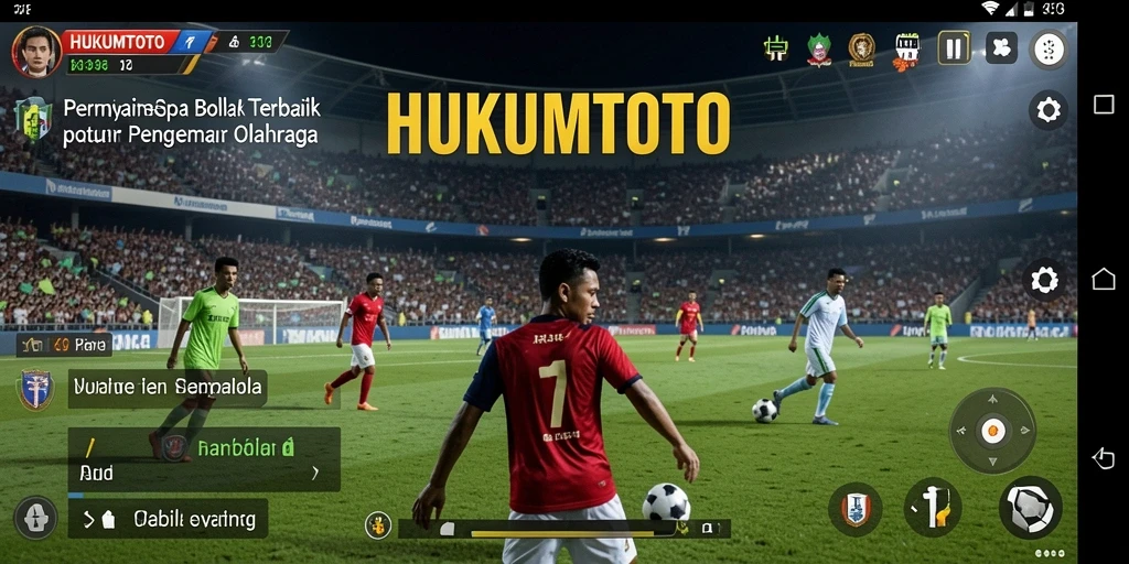 Gameplay HUKUMTOTO menampilkan aksi sepak bola yang mendebarkan.