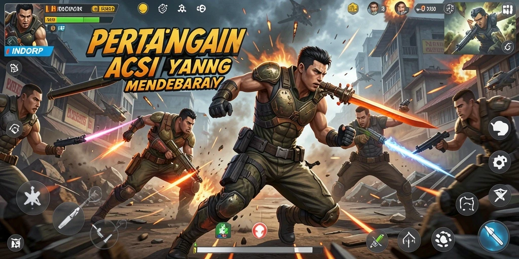 Tampilan gameplay INDORP yang intens dan mendebarkan.