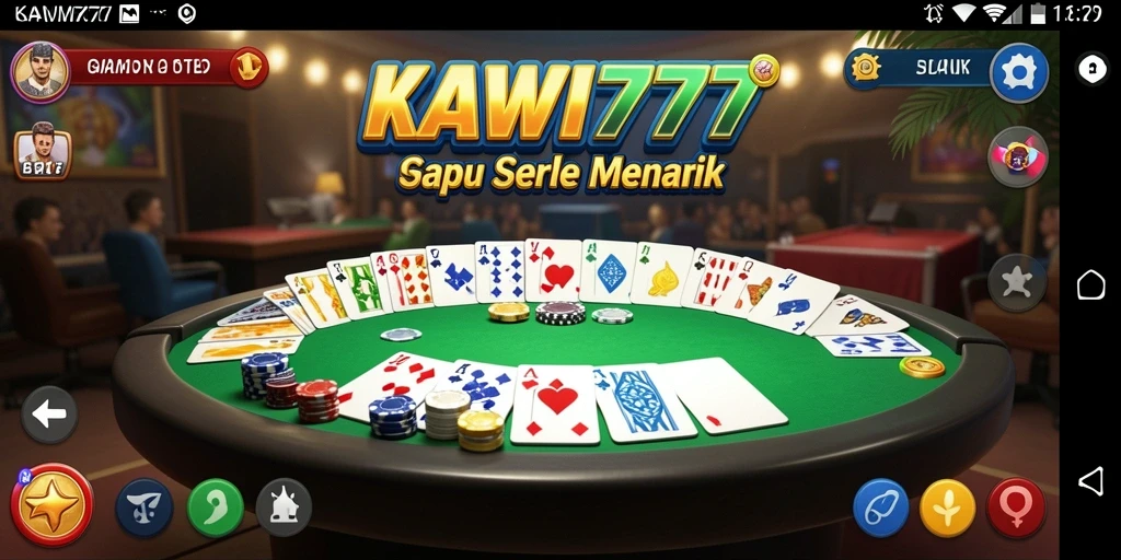 Tampilan gameplay KAWI777 saat bermain Gaple dengan teman.