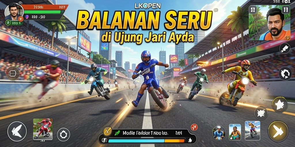 Screenshot gameplay LKOPEN menampilkan aksi balapan yang mendebarkan.