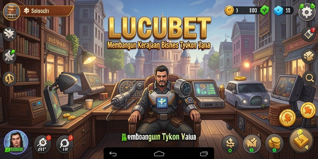 Screenshot gameplay LUCUBET yang menampilkan strategi membangun bisnis.