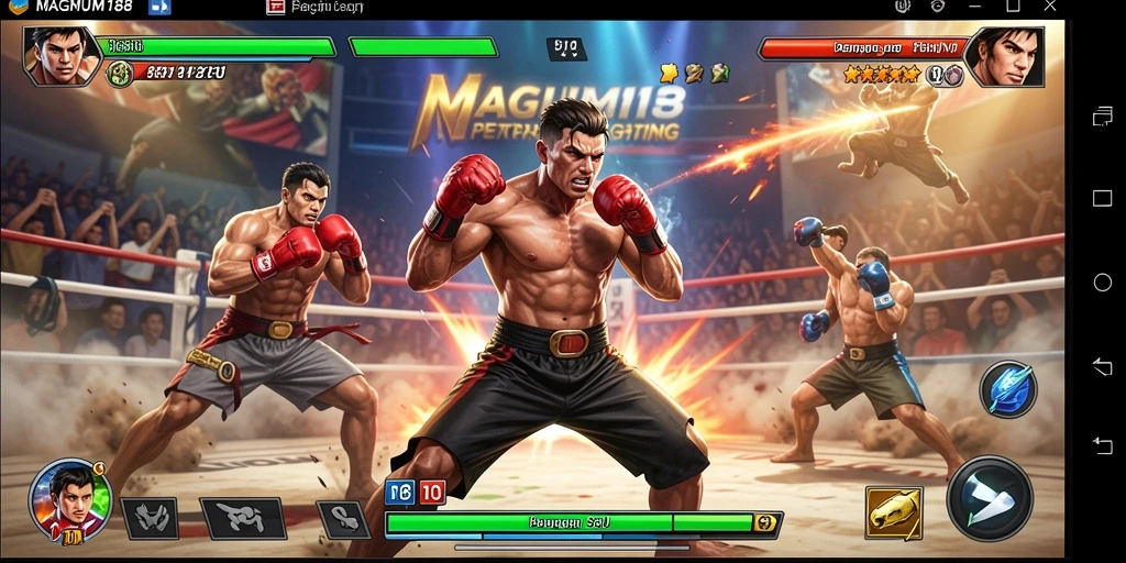 Screenshot gameplay MAGNUM188 dengan aksi pertarungan yang mendebarkan.