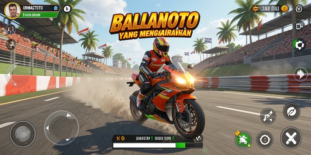 Tampilan seru gameplay balapan motor di ORMASTOTO.