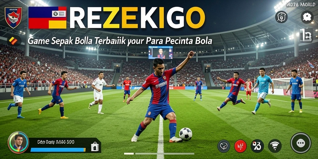 Tampilan gameplay menarik dari REZEKIGO dengan aksi sepak bola yang dinamis.