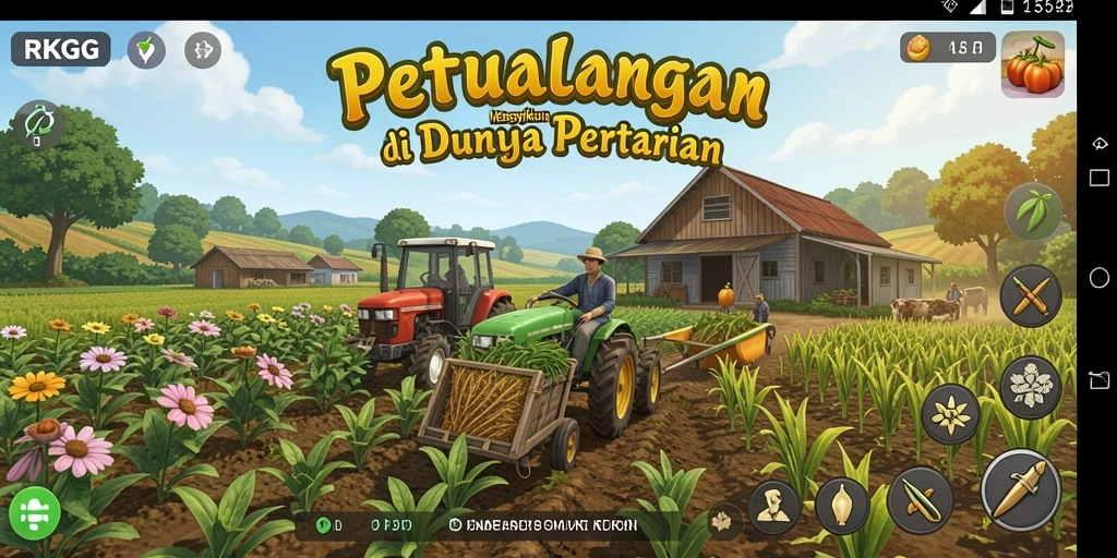 Tampilan screenshot RKGG menampilkan aktivitas bertani yang seru dan menyenangkan.