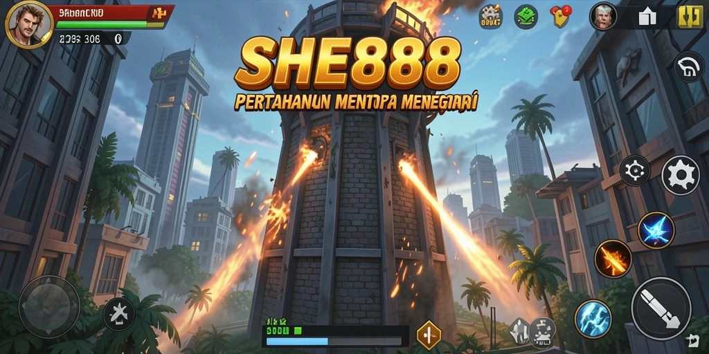 Screenshot gameplay menara pertahanan yang mendebarkan dan strategis.
