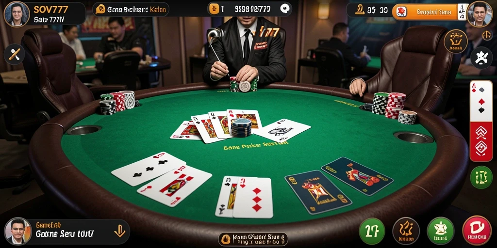 Tampilan gameplay Poker yang menarik dan interaktif di SOV777.