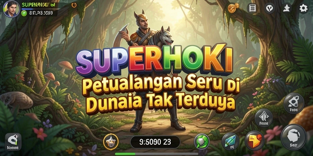 Tangkapan layar gameplay SUPERHOKI yang menunjukkan aksi petualangan seru.